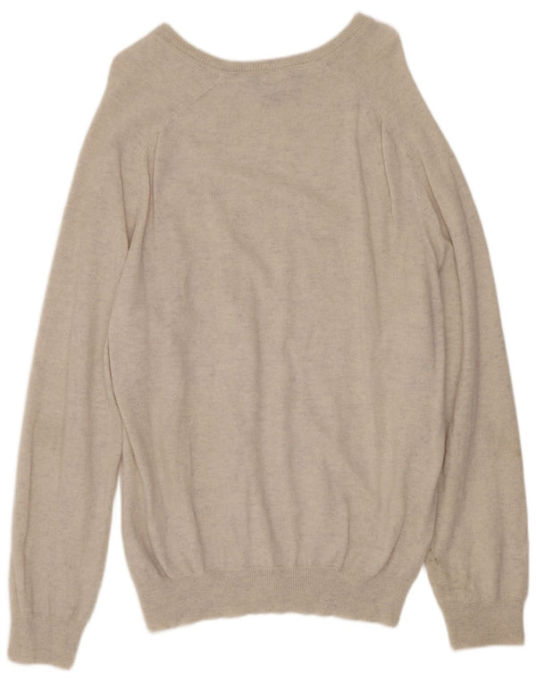 CREW CLOTHING Pull col en V pour homme 2XL Laine mérinos mouchetée beige