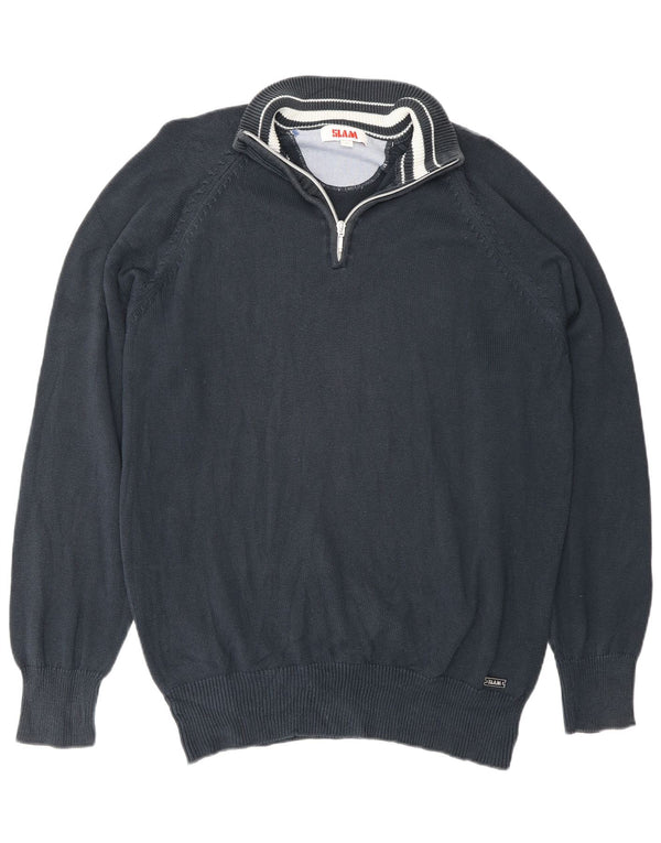 Slam Pull col zippé homme XL bleu marine coton