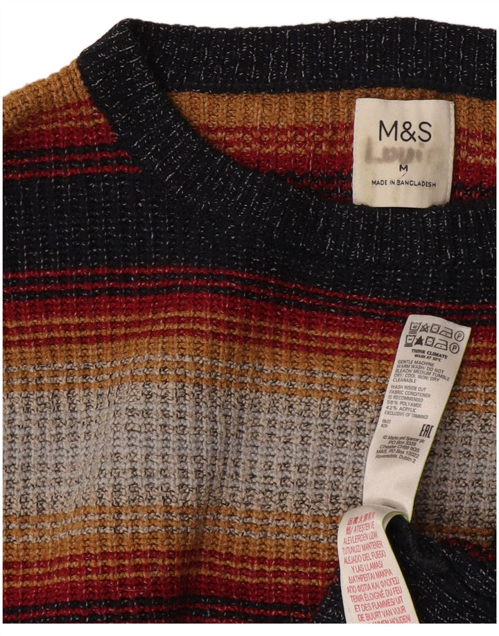 Marks & Spencer Pull Col Ras du Cou Homme Rayé Multicolore Moyen