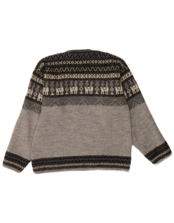 Artesanias Pull col bateau pour femme UK 10 Petit gris laine Fair Isle