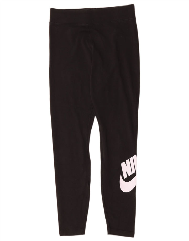 Leggings graphiques Nike pour femmes UK 14 coton noir moyen