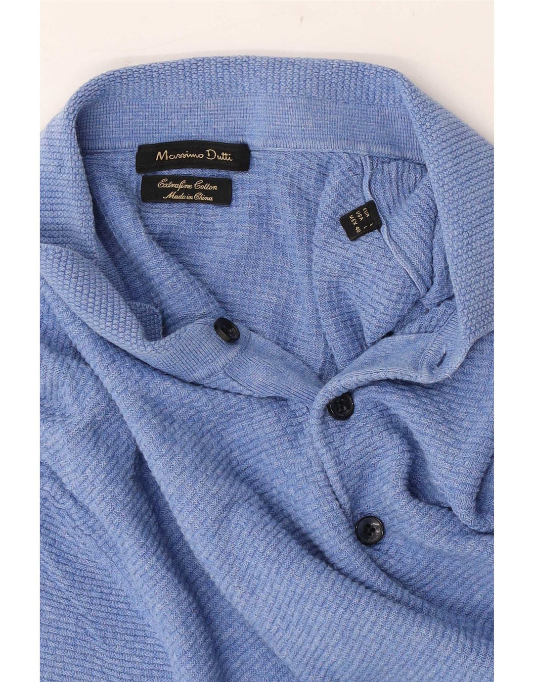 Massimo Dutti Pull à manches courtes et col polo pour homme Bleu Taille L