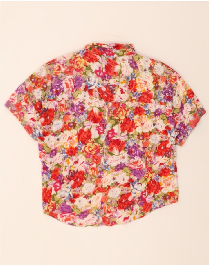 VINTAGE Womens Short Sleeve Shirt Blouse EU 38 Medium Red Floral Vintage Vintage and Second-Hand Vintage from Messina Hembry 