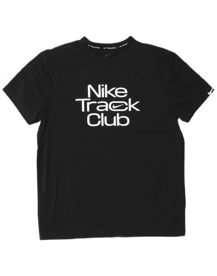 NIKE Hommes Dri Fit Graphic T-Shirt Top Noir Moyen Polyester