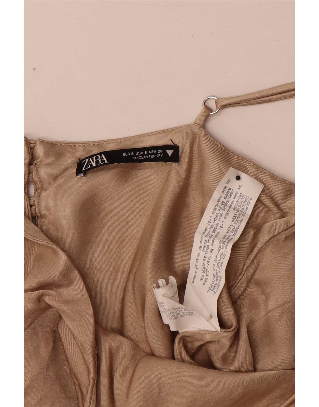 Zara Femme Cami Top UK 10 Small Beige Viscose