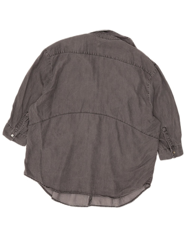 Zara Chemise pull surdimensionnée à manches 3/4 pour femme UK 14 Gris moyen Lyocell