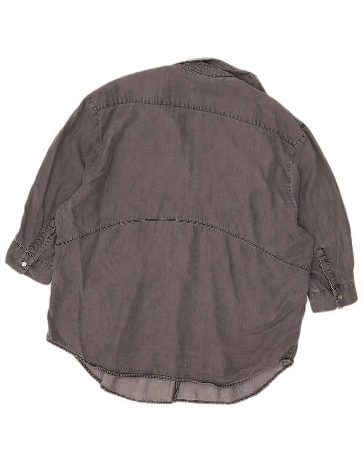 Zara Chemise pull surdimensionnée à manches 3/4 pour femme UK 14 Gris moyen Lyocell
