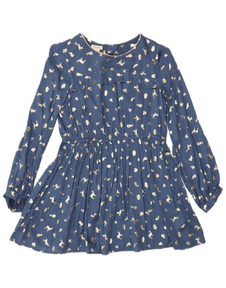 Mossimo Robe trapèze à manches longues à motif abstrait pour fille 8-9 ans Bleu marine