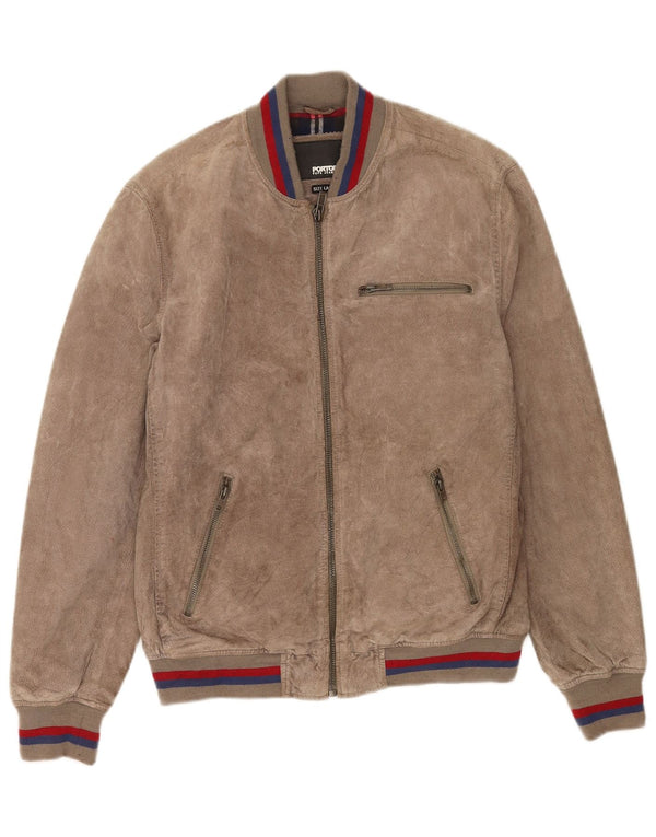 PEPE Jeans Veste Bomber en Daim pour Homme UK 40 Grand Cuir Beige