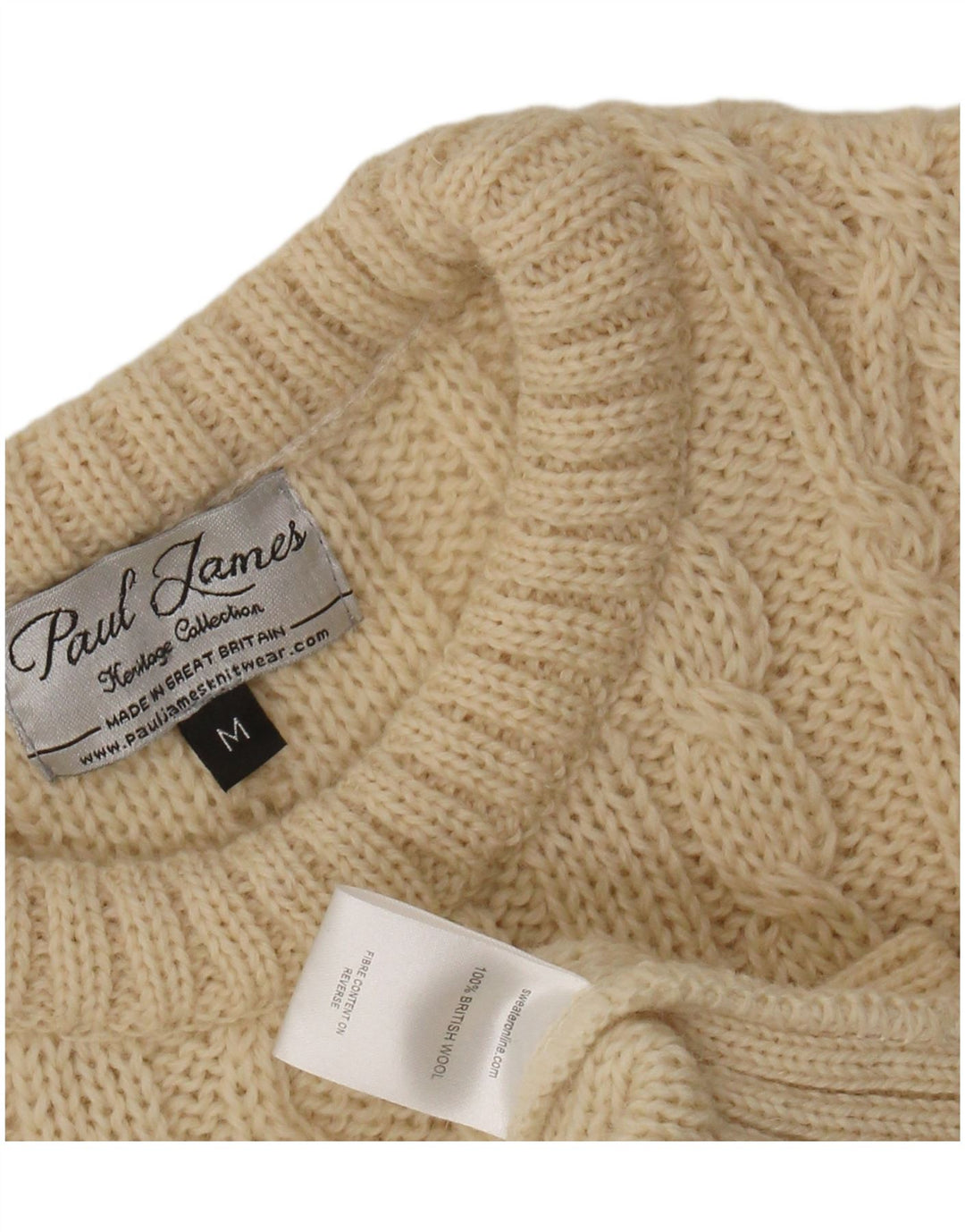 PAUL JAMES Pull Col Bateau Homme Laine Beige Moyen