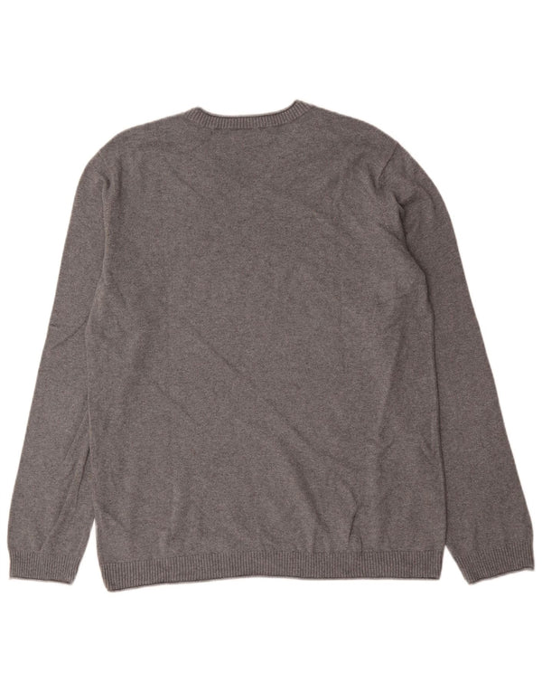 Calvin Klein Jeans Mens V-Neck Jumper Sweater XL Grey Cotton