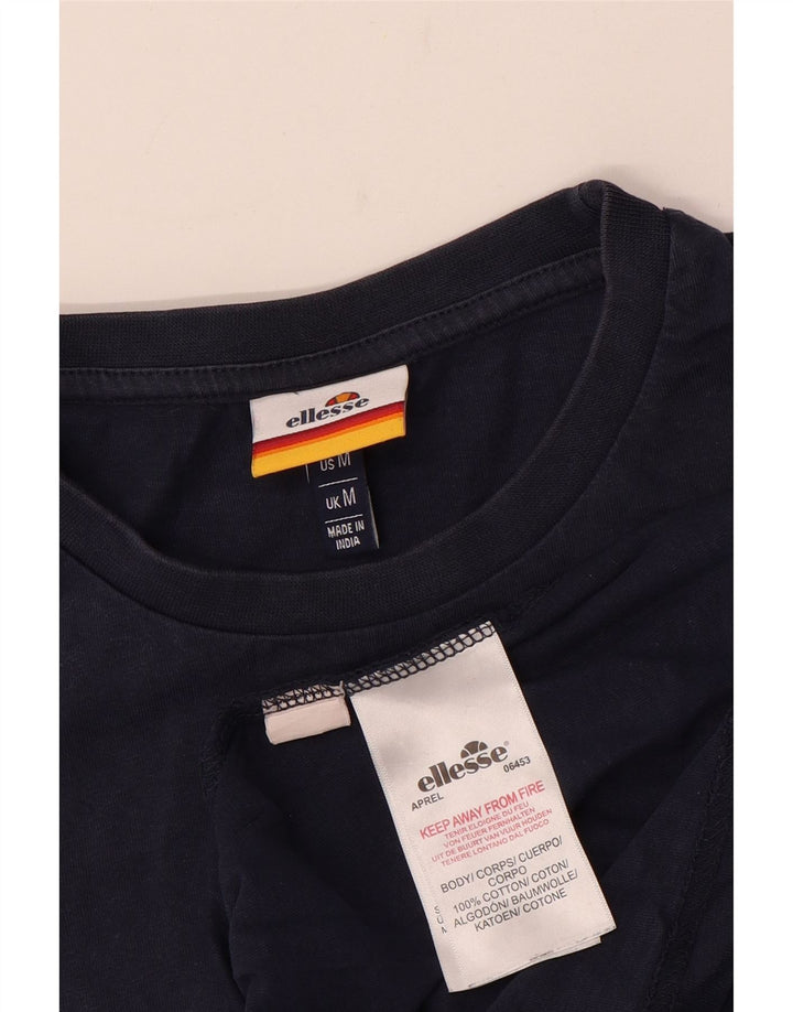 Ellesse T-Shirt Graphique Top Bleu Marine Moyen Coton Homme