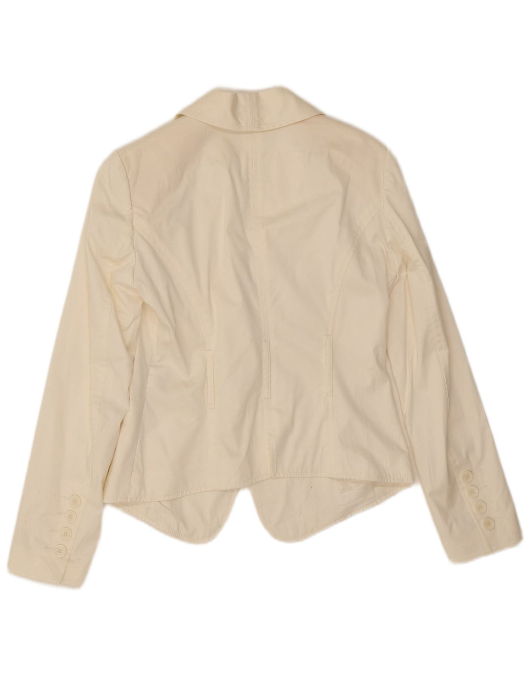 Germano Zama Veste blazer 1 bouton pour femme UK 8 Petit coton blanc