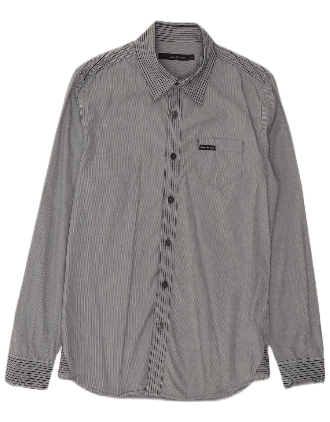 Calvin Klein Jeans Chemise à carreaux pour homme en coton à fines rayures bleues