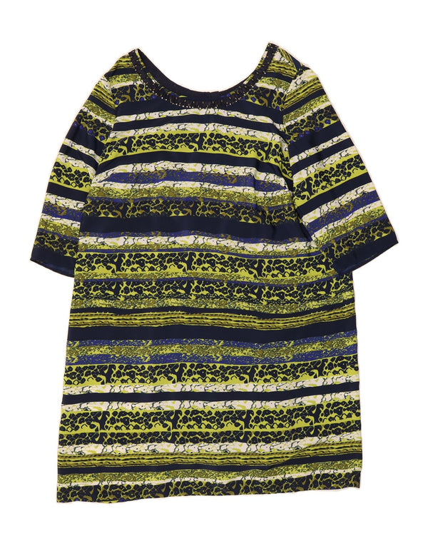 PER UNA Robe de Tente à Manches 3/4 pour Femme UK 20 2XL Rayé Multicolore