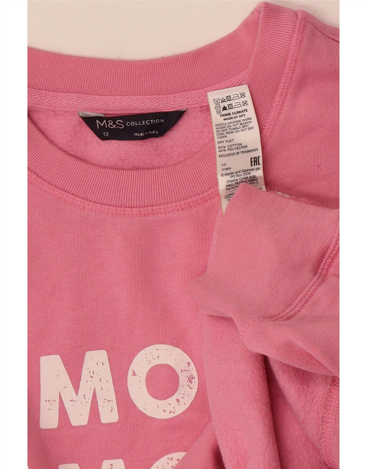 Marks & Spencer Sweat-shirt graphique pour femme UK 12 en coton rose moyen