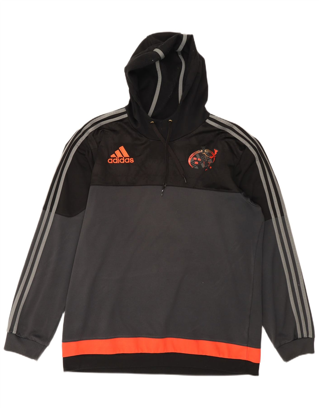 ADIDAS Pull à capuche Munster Rugby pour homme XL Gris Colorblock Polyester