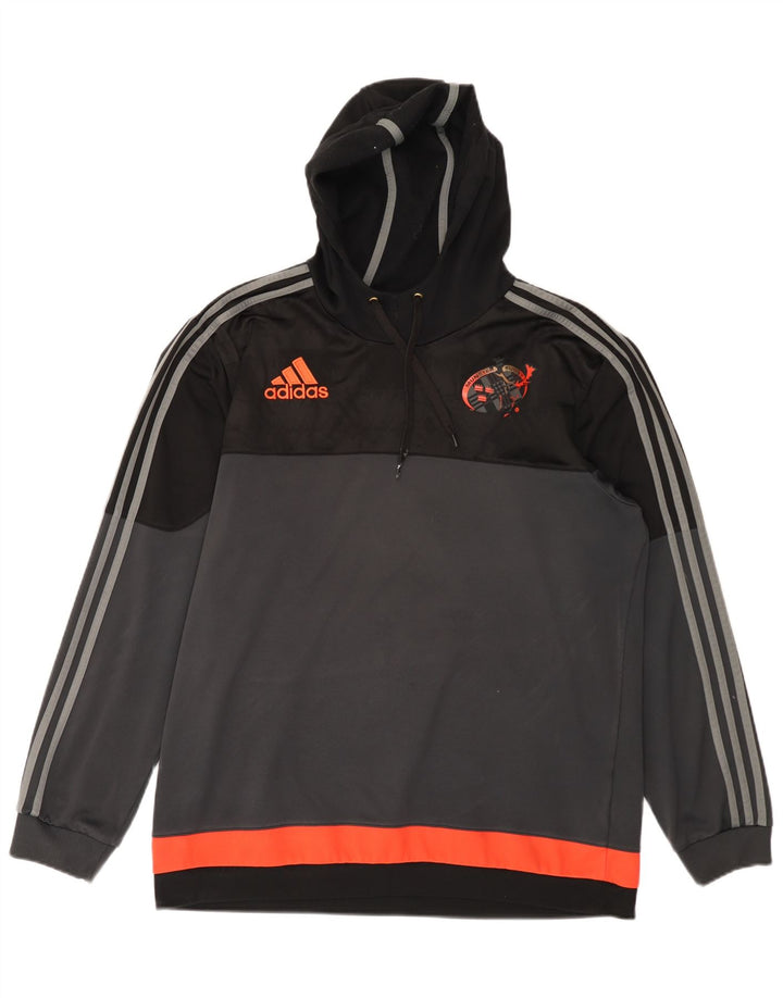 ADIDAS Pull à capuche Munster Rugby pour homme XL Gris Colorblock Polyester