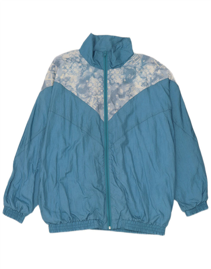 vintage Mens Full Survêtement Grand Bleu Géométrique Nylon