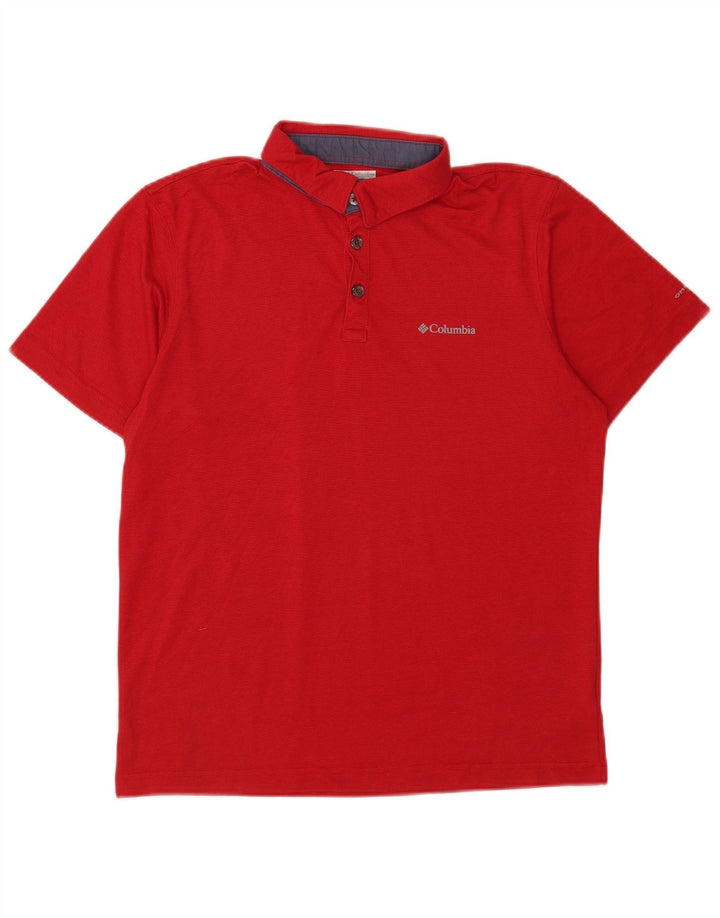 Columbia Polo Omni-Wick Homme Rouge Moyen à Rayures Fines en Polyester