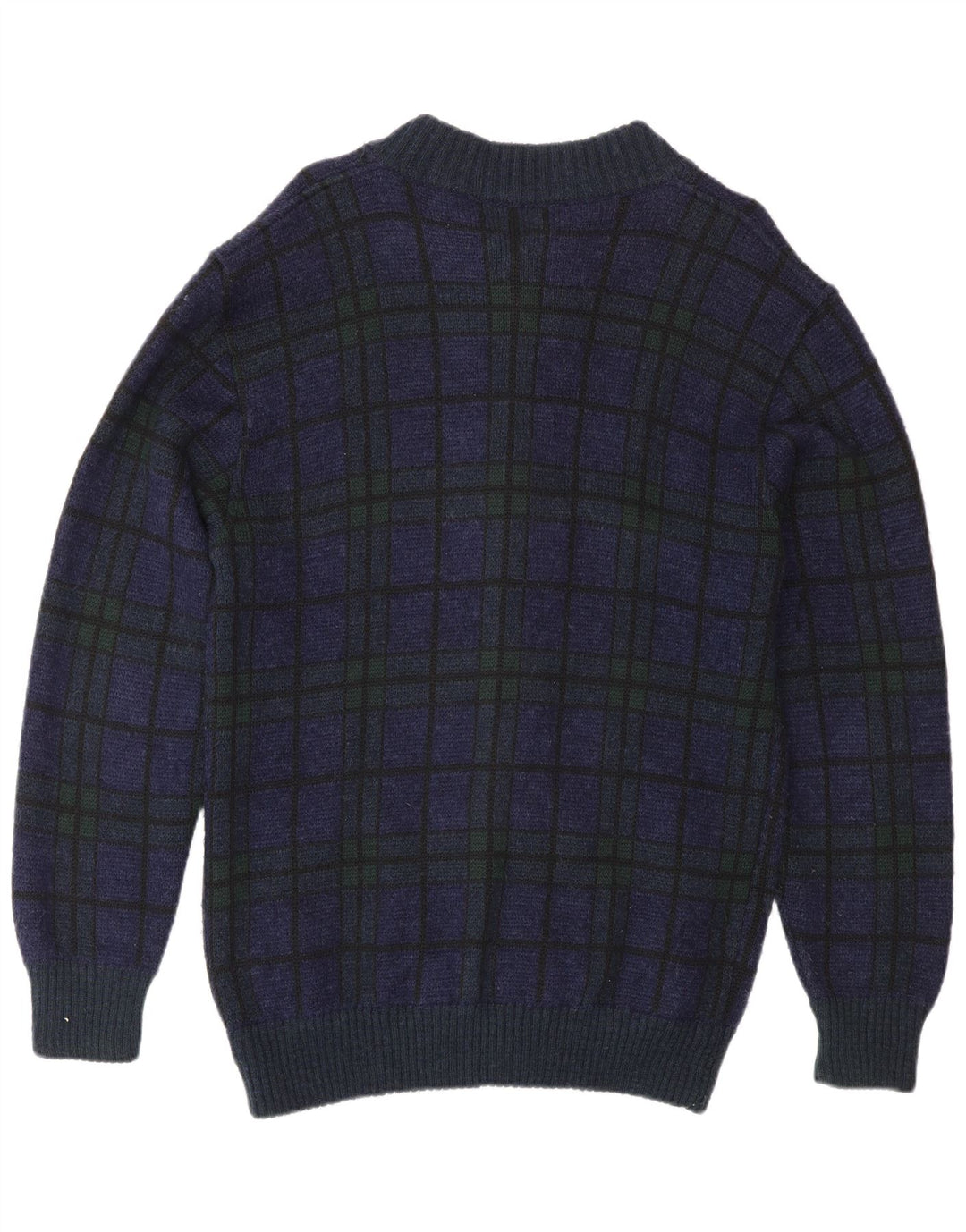 vintage Mens Cardigan Sweater Moyen Bleu Marine Check Polyacrylique