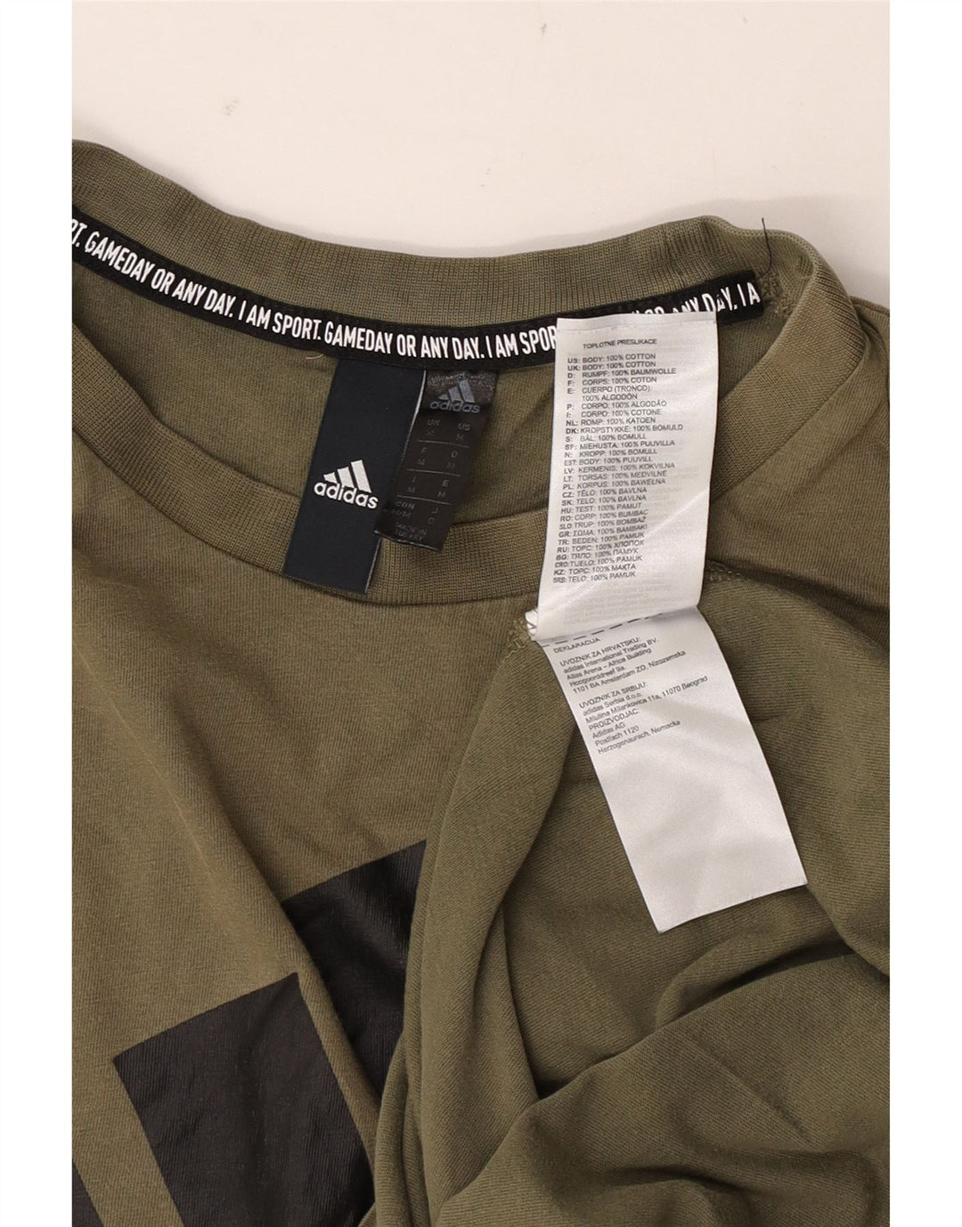 Adidas T-Shirt Graphique Homme Kaki Moyen Coton