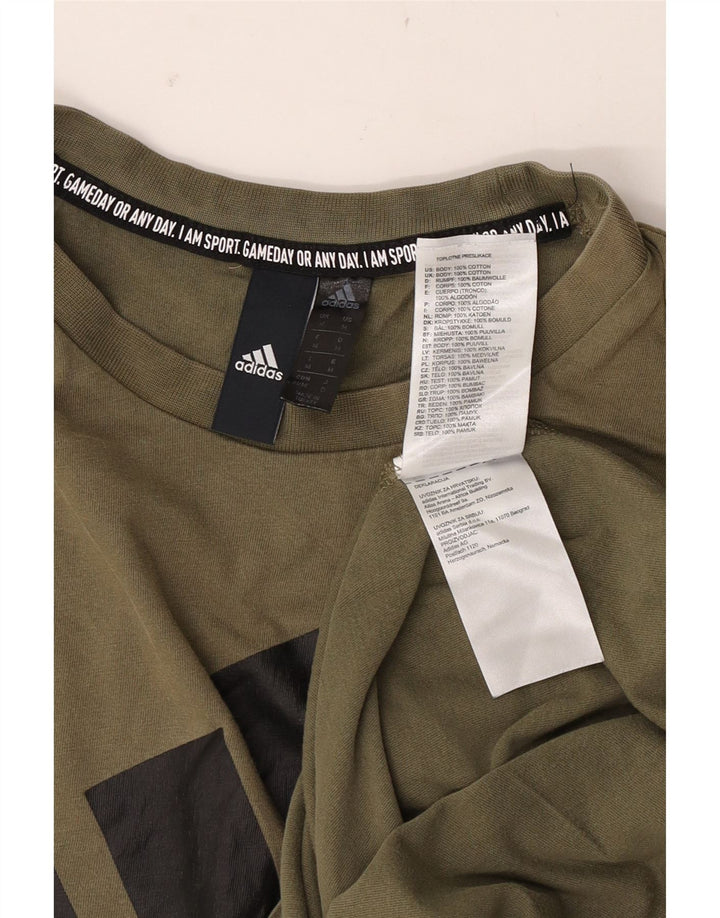 Adidas T-Shirt Graphique Homme Kaki Moyen Coton
