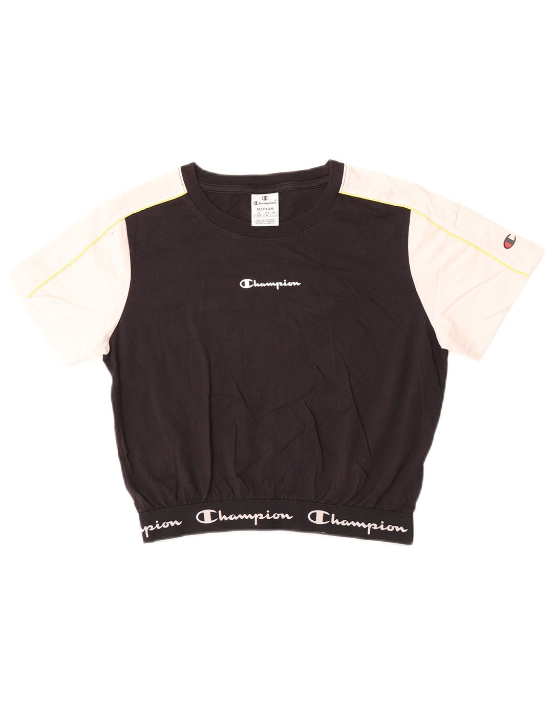 Champion T-shirt court graphique pour femme UK 12 Noir moyen Colourblock