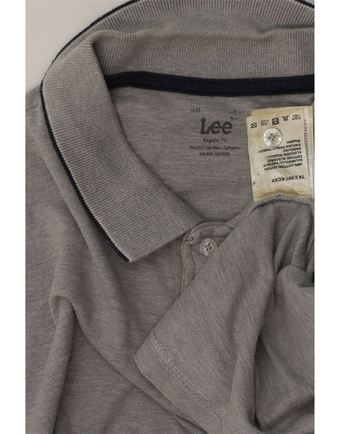 LEE Polo Homme Coupe Regular Large Gris Coton