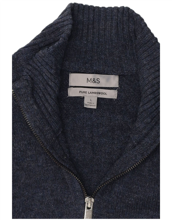 Marks & Spencer Pull à col zippé pour homme Taille L Bleu marine classique