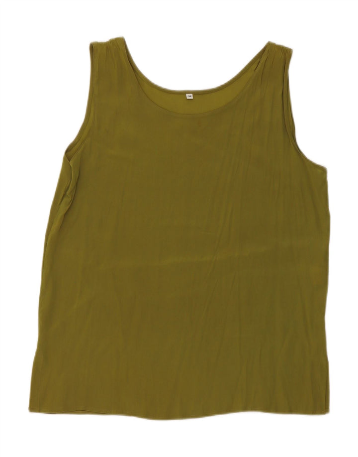 vintage Womens Vest Top UK 14 Acétate vert moyen