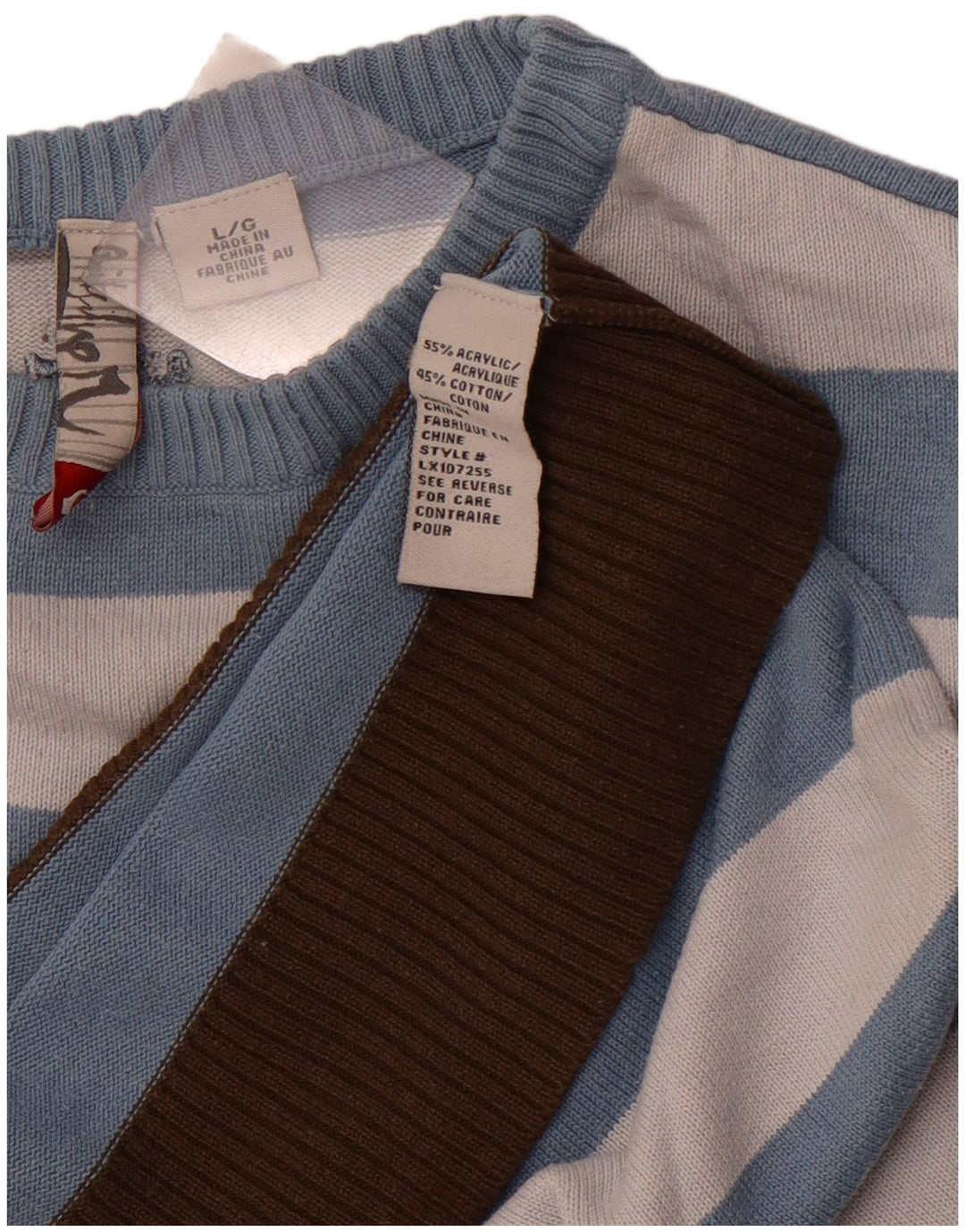 QUIKSILVER Pull col rond pour homme en acrylique à rayures bleues