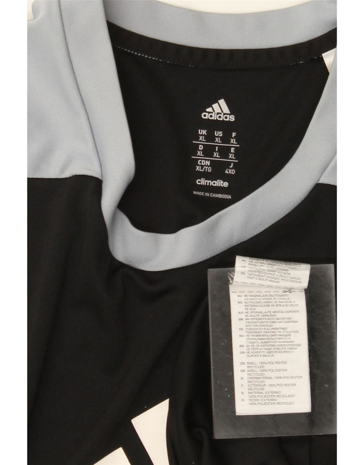 ADIDAS Climalite Graphic T-Shirt Top XL Noir Colorblock Polyester