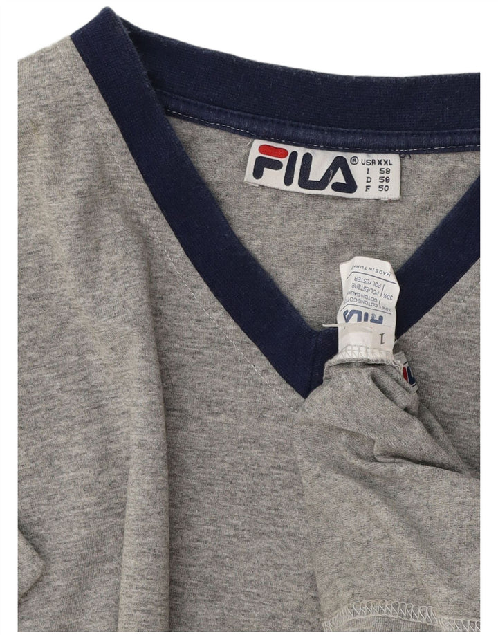 Fila T-Shirt Homme Top 2XL Gris Moucheté Coton