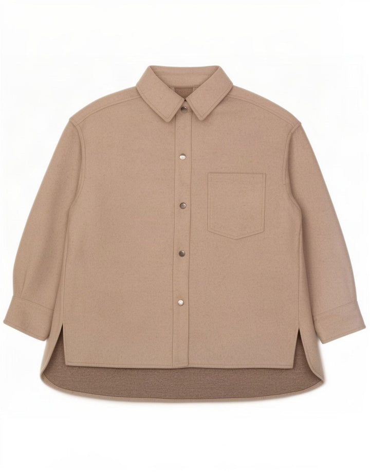 Veste Shacket surdimensionnée Zara pour femme UK 10 Small Beige Polyester
