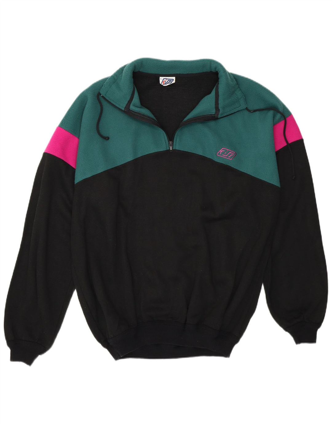 KISS Sweat-shirt polaire pour homme XL en coton color block noir