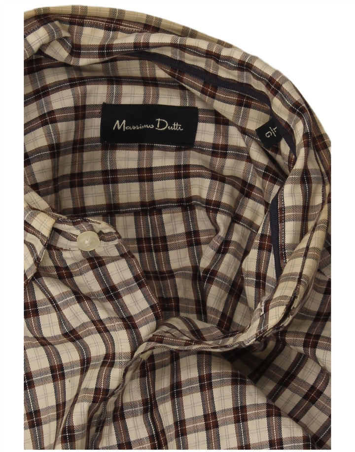 Massimo Dutti Chemise en flanelle pour homme à carreaux marron