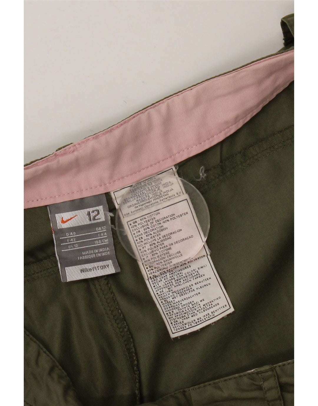 Nike Short Chino Femme UK 12 Medium W32 Kaki Coton