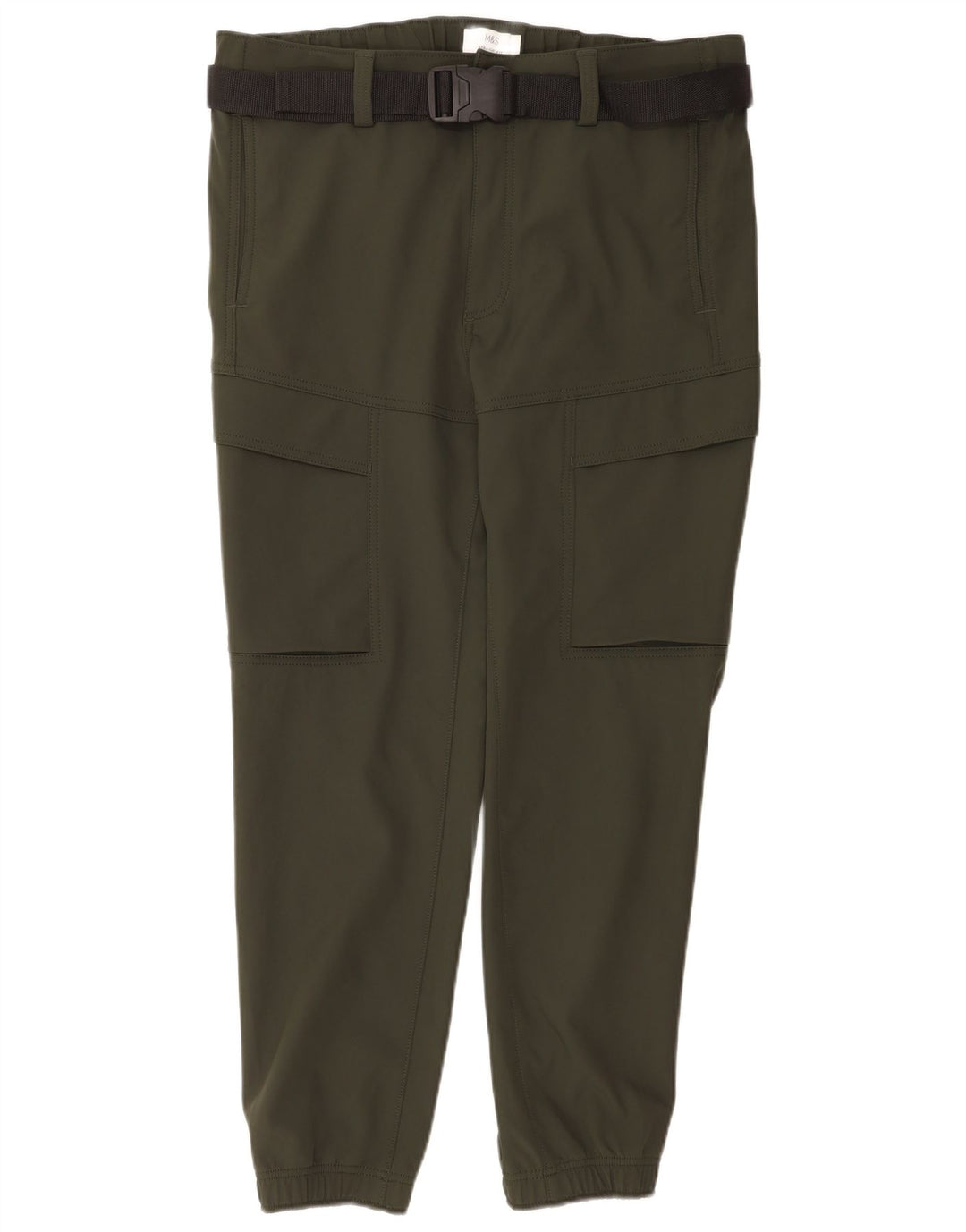 Marks & Spencer Pantalon cargo droit pour homme W36 L31 Kaki Polyester