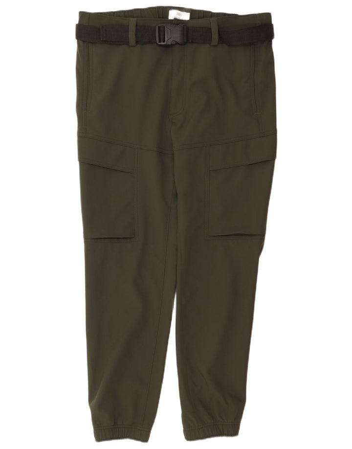 Marks & Spencer Pantalon cargo droit pour homme W36 L31 Kaki Polyester