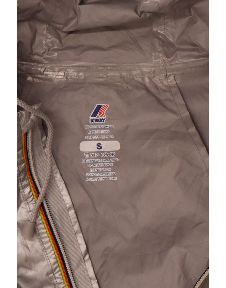 K-WAY Veste de pluie à capuche coupe ample pour femme UK 10 Small Argent Polyamide