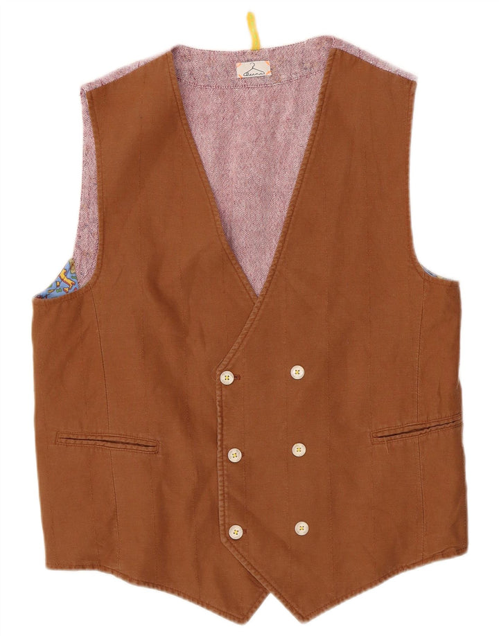 Berna Gilet croisé homme en coton marron moyen