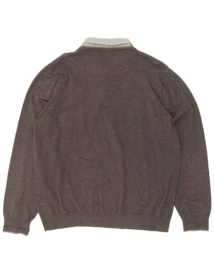 Marks & Spencer Pull coupe classique à col en V pour homme XL Gris Coton