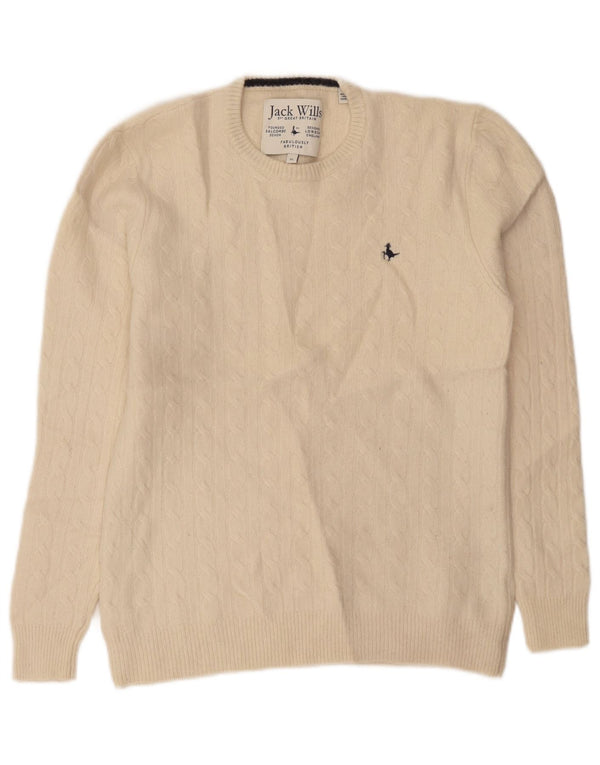 Jack Wills Pull à col rond pour femme UK 18 XL en laine blanc cassé