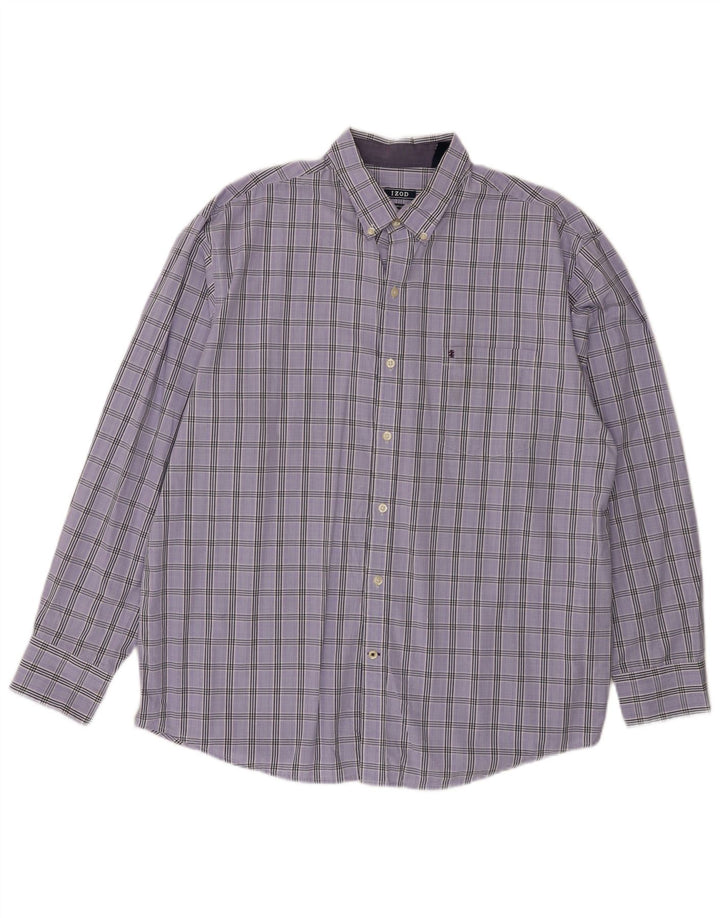 IZOD Chemise Homme XL Violet Carreaux Coton