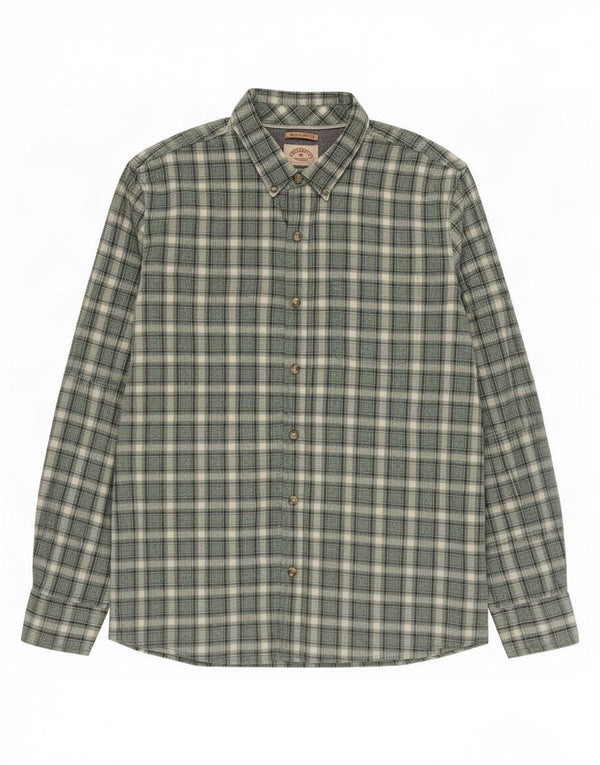 Fat Face Chemise en flanelle pour homme Coupe régulière XL Vert à carreaux en coton