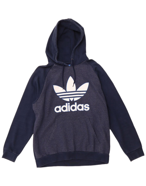 ADIDAS Pull à capuche graphique pour hommes, grand coton bleu marine