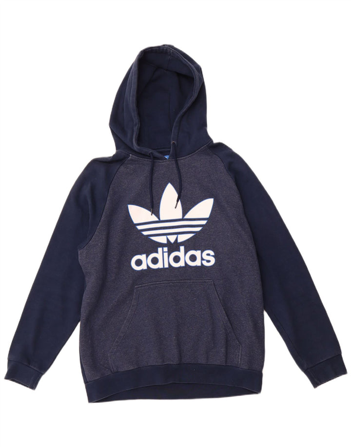 ADIDAS Pull à capuche graphique pour hommes, grand coton bleu marine