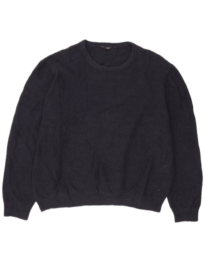 M&Co Pull à col rond pour homme 2XL Bleu marine Acrylique