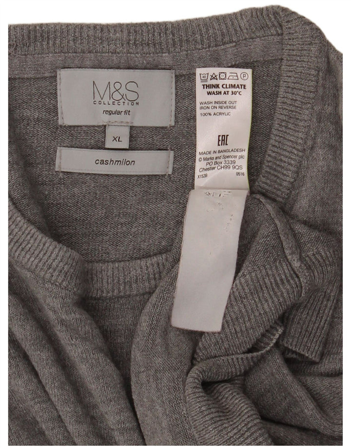 Marks & Spencer Pull col rond coupe classique pour homme XL Gris Acrylique